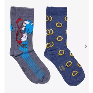 NEW Sonic The Hedgehog Rings Crew Socks 2 Pair